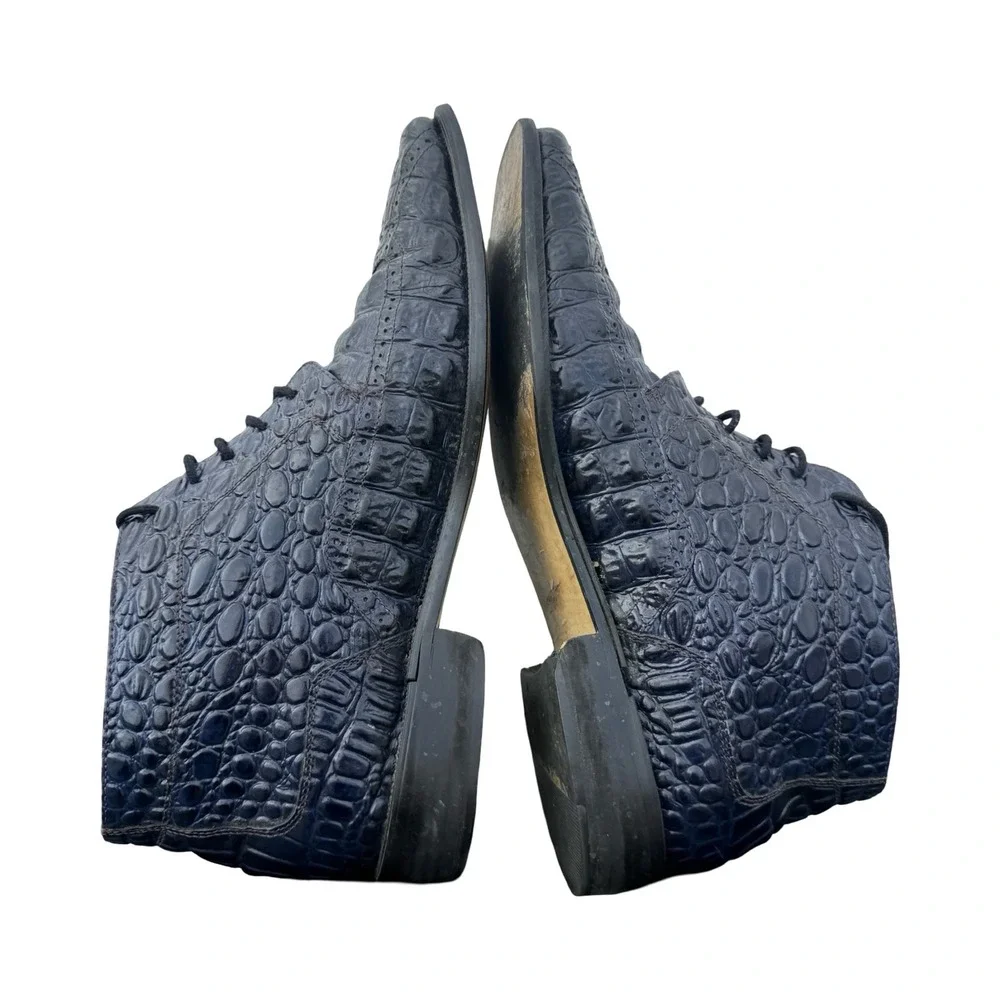 Giorgio Brutini Vintage Men's Blue Alligator Embossed Leather Boots Square Toe